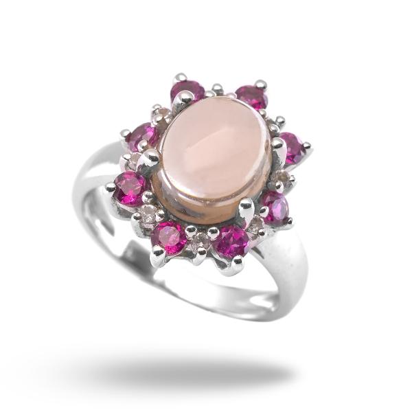 Bague rhodolite, quartz argent Tatyana